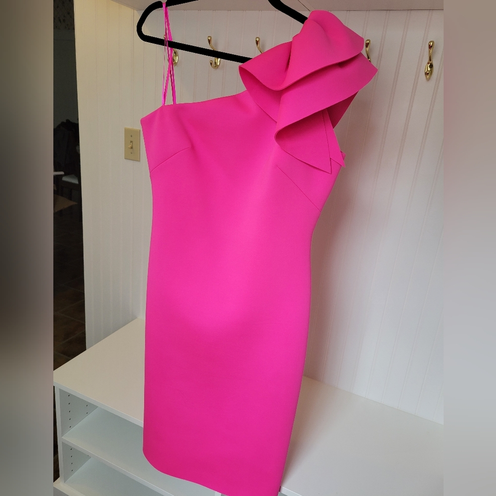 Eliza J Bright Pink One Shoulder Dress